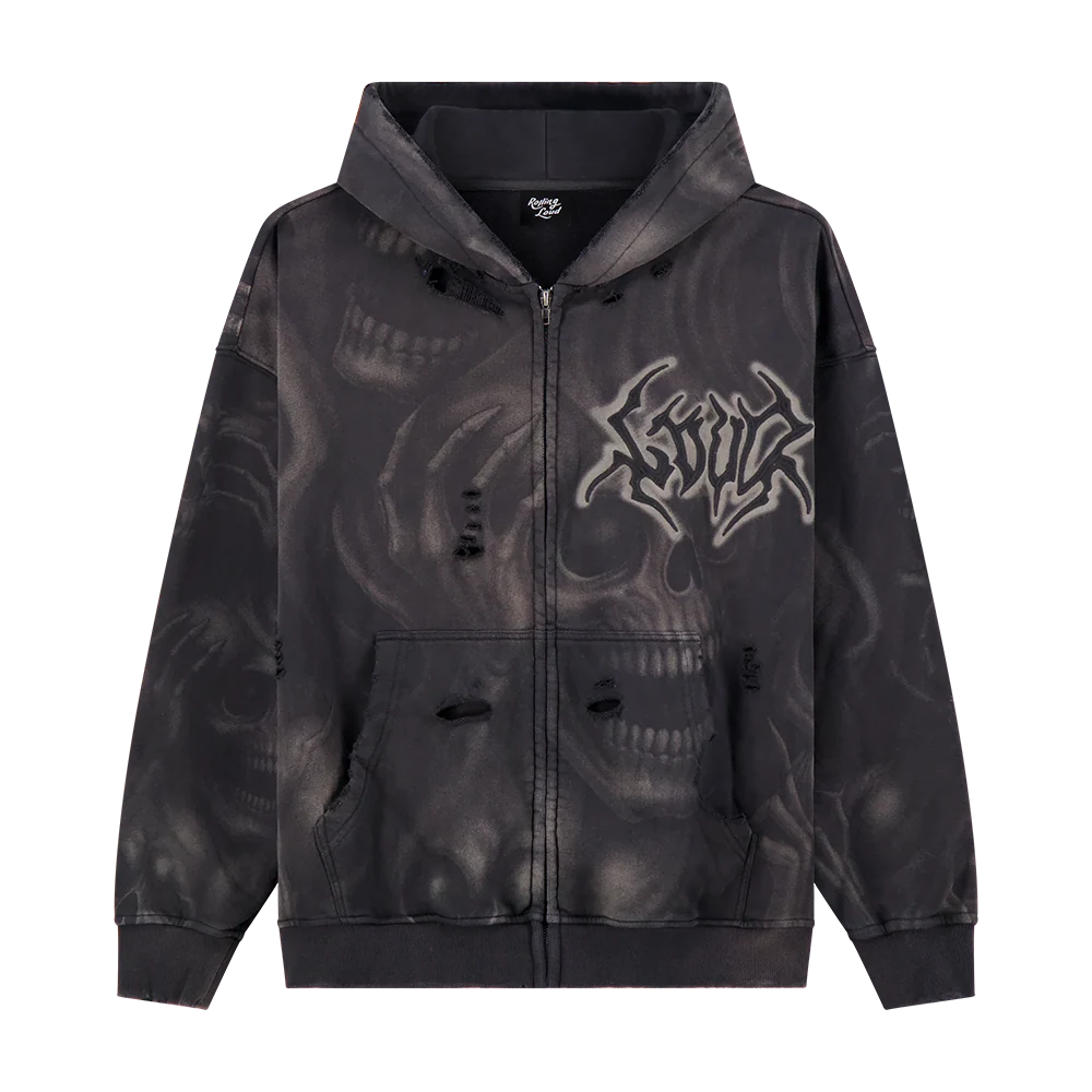 GHOST SKULL ZIP UP HOODIE