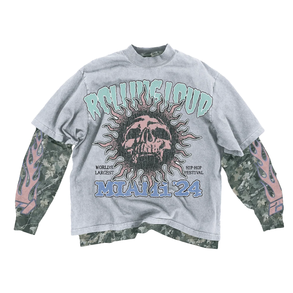RL Miami 24 Skull Double Layer Lineup Longsleeve Tee