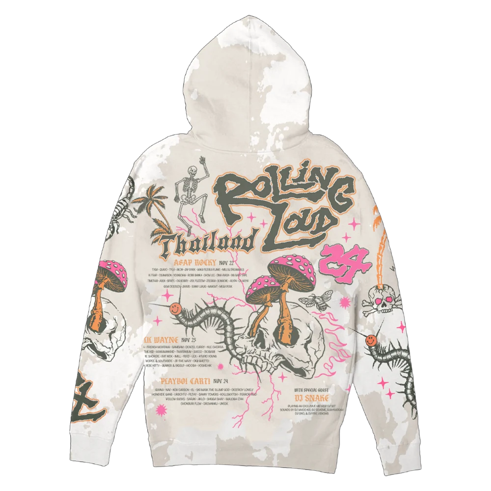RL Thailand 24 Scrawling Loud Cement Tiedye Lineup Hoodie - Image 2