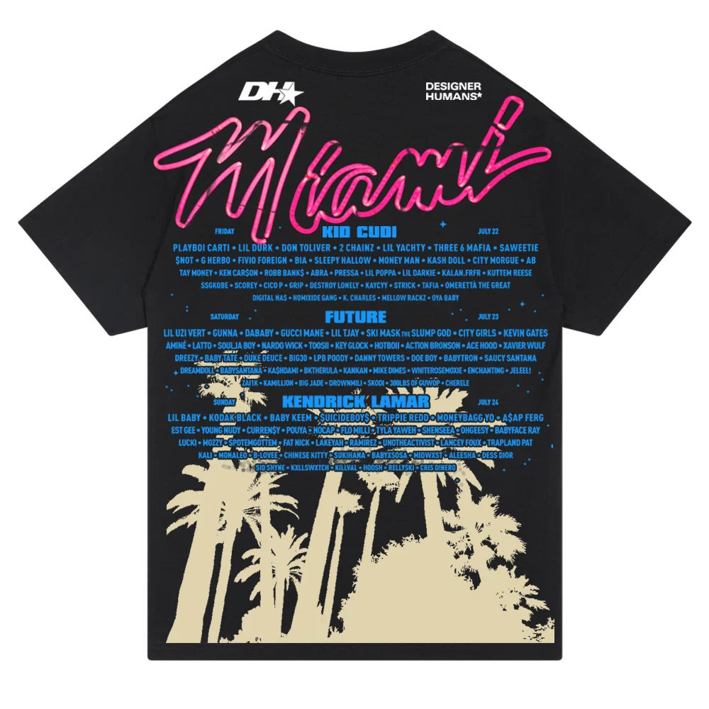 Designer Humans x Rolling Loud T Shirt Black Miami 2022 - Image 2