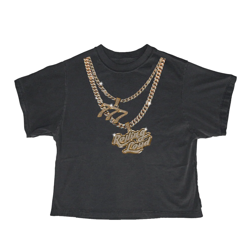 RL x Lay Bankz 777 Chain Black Crop Tee