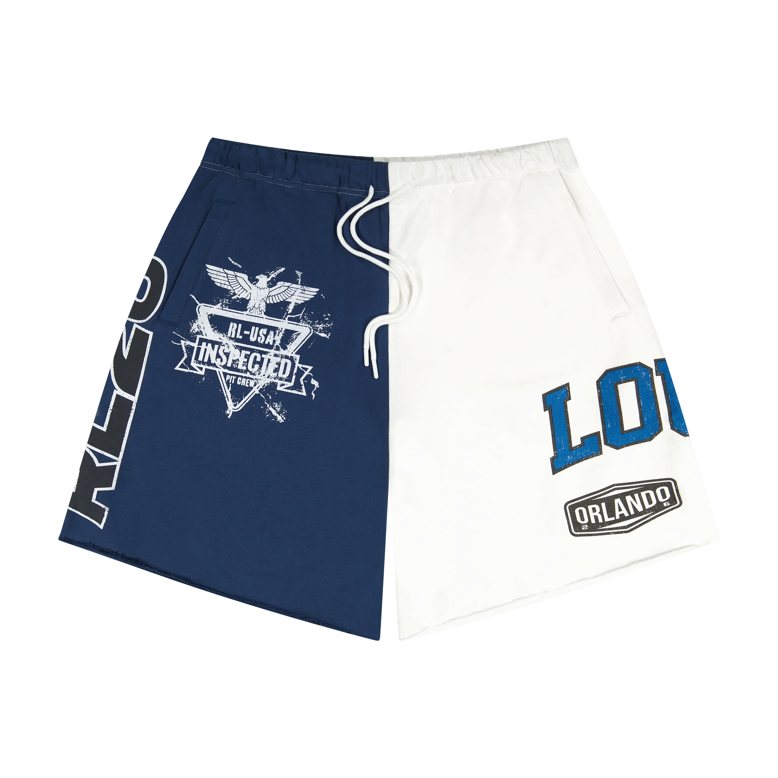 Service Dept. Split Cream and Blue Shorts