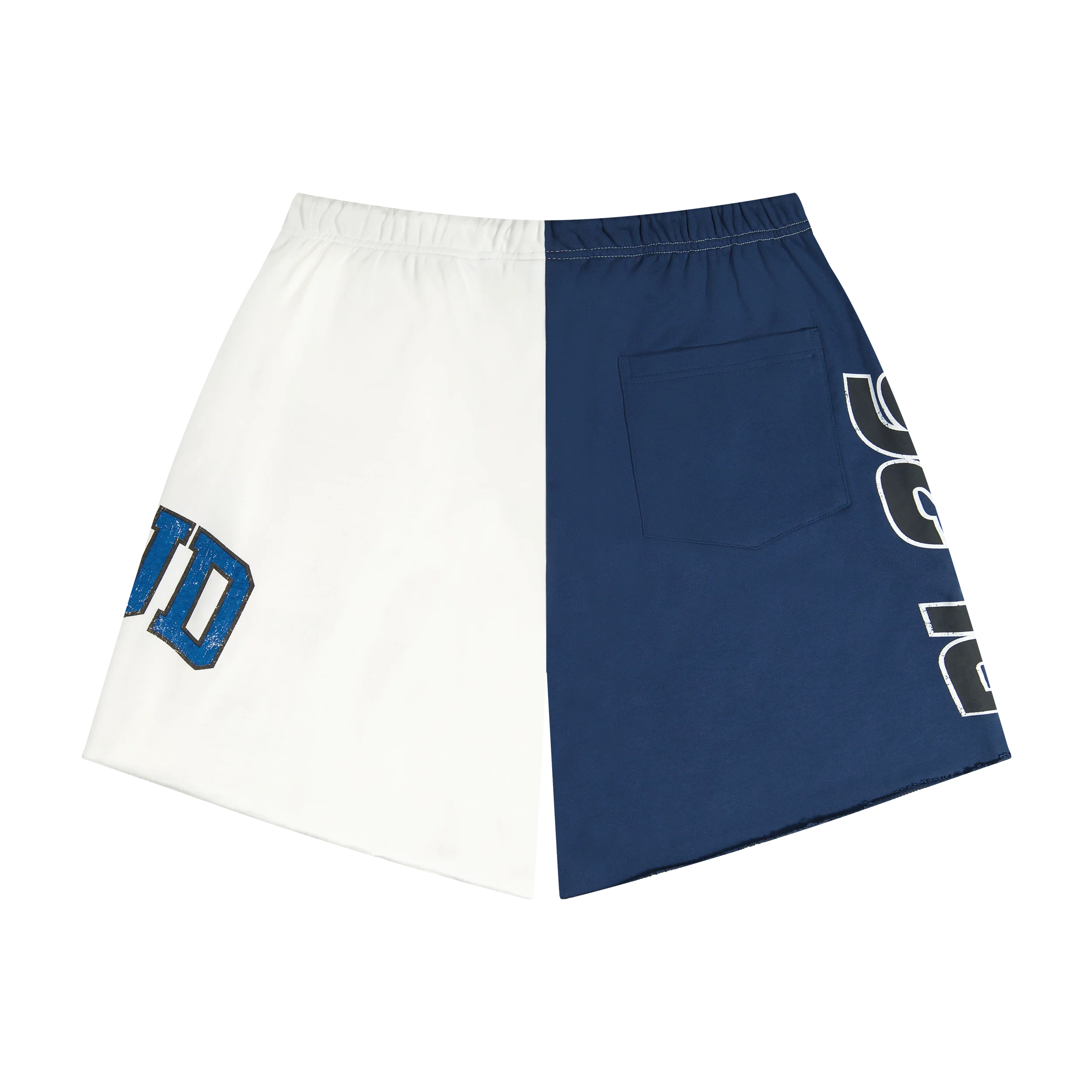 Service Dept. Split Cream and Blue Shorts - Image 2